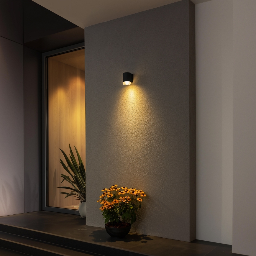 Brilagi - LED RGBW dimbare buitenwandlamp MATERA 1xGU10/4,8W/230V 3000K IP54 zwart + afstandsbediening