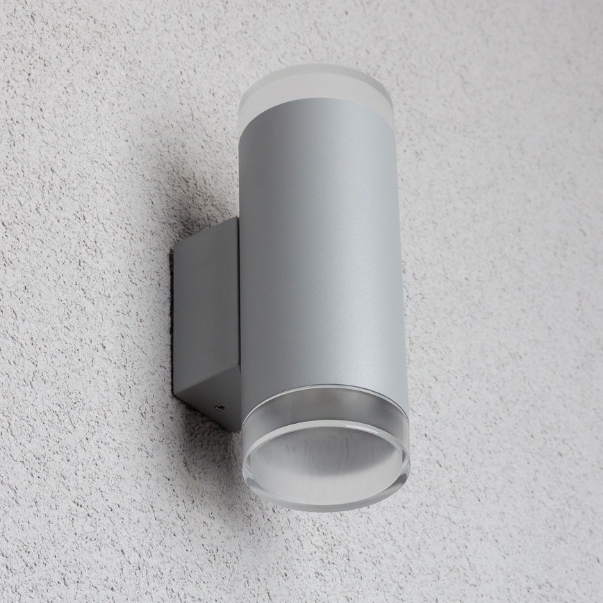 Brilagi - LED RGBW dimbare buitenwandlamp MATERA 2xGU10/4,8W/230V 3000K IP54 grijs + afstandsbediening