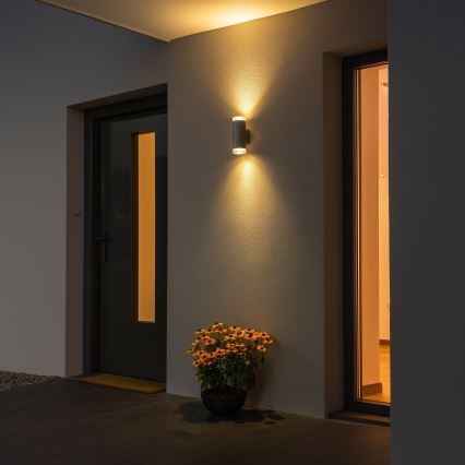 Brilagi - LED RGBW dimbare buitenwandlamp MATERA 2xGU10/4,8W/230V 3000K IP54 grijs + afstandsbediening