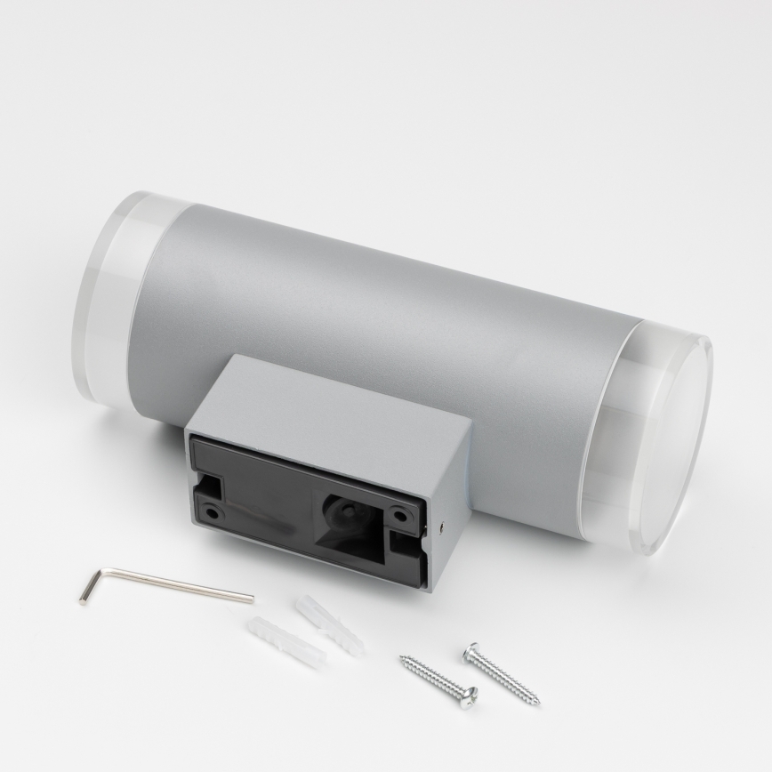 Brilagi - LED RGBW dimbare buitenwandlamp MATERA 2xGU10/4,8W/230V 3000K IP54 grijs + afstandsbediening