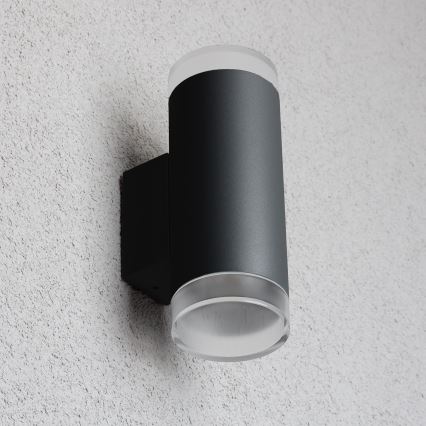 Brilagi - LED RGBW dimbare buitenwandlamp MATERA 2xGU10/4,8W/230V 3000K IP54 zwart + afstandsbediening