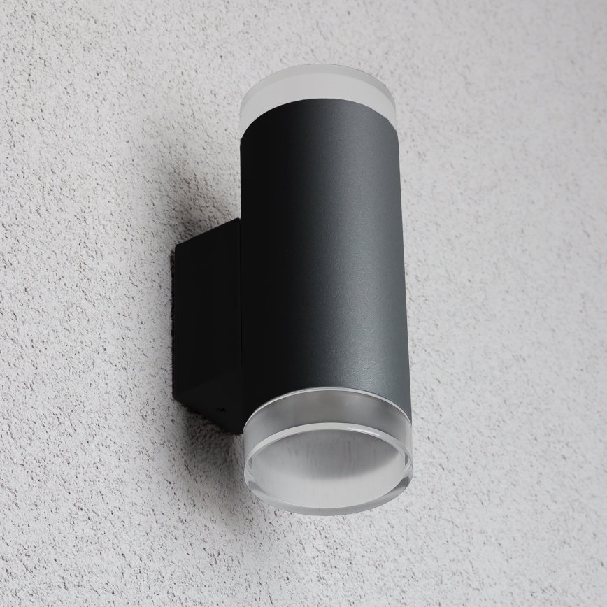 Brilagi - LED RGBW dimbare buitenwandlamp MATERA 2xGU10/4,8W/230V 3000K IP54 zwart + afstandsbediening