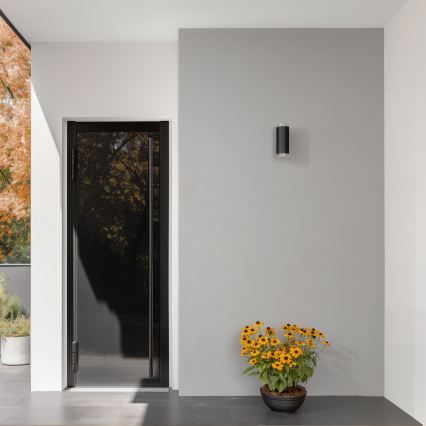 Brilagi - LED RGBW dimbare buitenwandlamp MATERA 2xGU10/4,8W/230V 3000K IP54 zwart + afstandsbediening