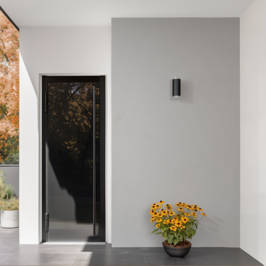 Brilagi - LED RGBW dimbare buitenwandlamp MATERA 2xGU10/4,8W/230V 3000K IP54 zwart + afstandsbediening