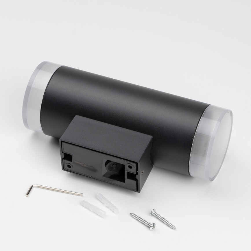 Brilagi - LED RGBW dimbare buitenwandlamp MATERA 2xGU10/4,8W/230V 3000K IP54 zwart + afstandsbediening