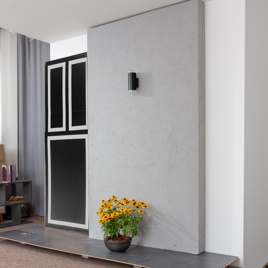 Brilagi - LED RGBW dimbare buitenwandlamp MATERA 2xGU10/4,8W/230V 3000K IP54 zwart + afstandsbediening