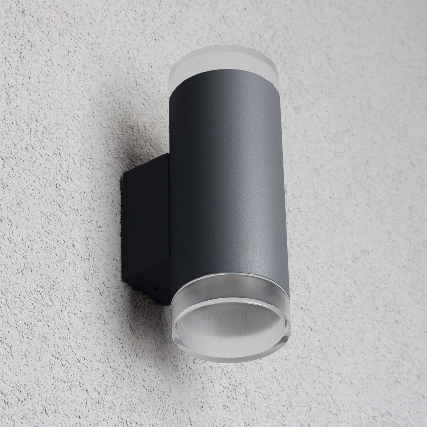 Brilagi - LED RGBW dimbare buitenwandlamp MATERA 2xGU10/6W/230V 3000K IP54 antraciet + afstandsbediening