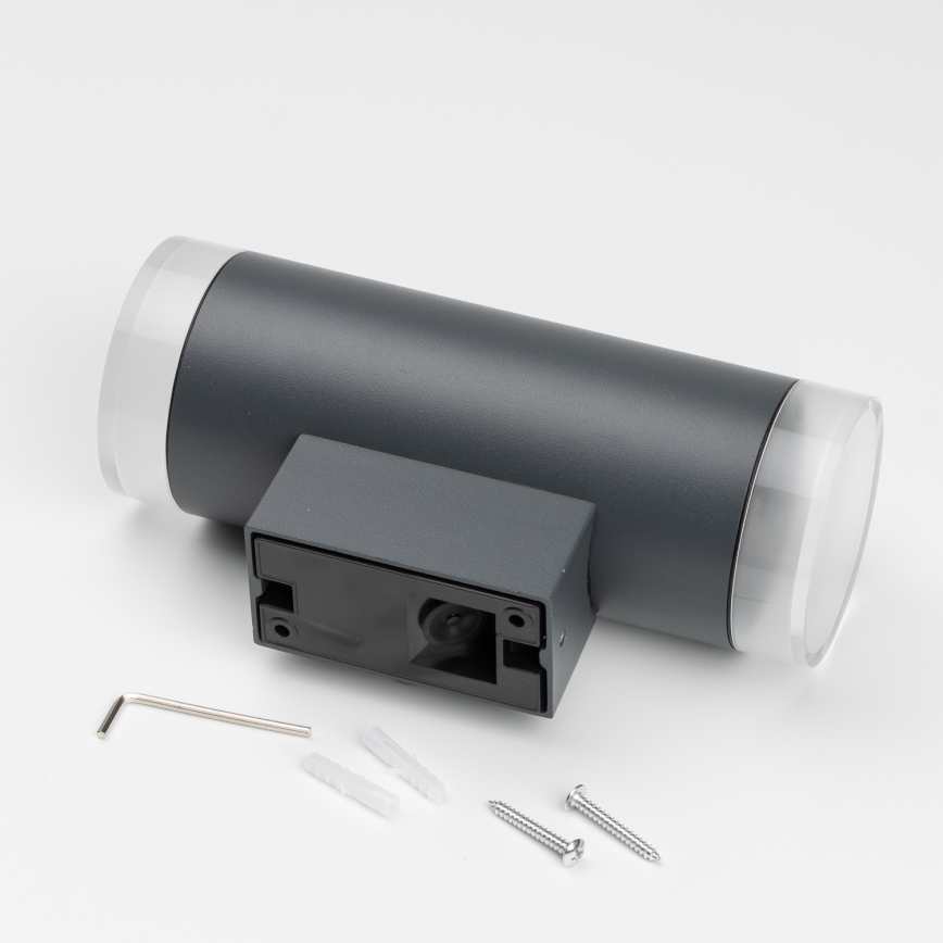 Brilagi - LED RGBW dimbare buitenwandlamp MATERA 2xGU10/6W/230V 3000K IP54 antraciet + afstandsbediening