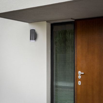 Brilagi - LED RGBW dimbare buitenwandlamp MATERA 2xGU10/6W/230V 3000K IP54 antraciet + afstandsbediening