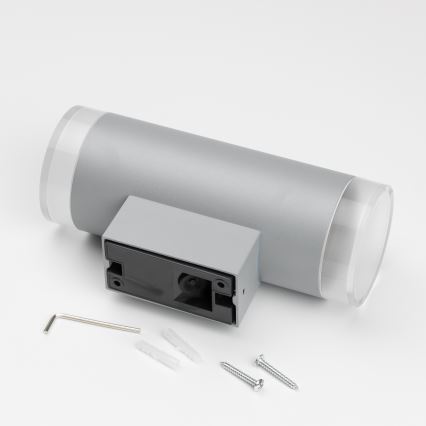 Brilagi - LED RGBW dimbare buitenwandlamp MATERA 2xGU10/6W/230V 3000K IP54 grijs + afstandsbediening