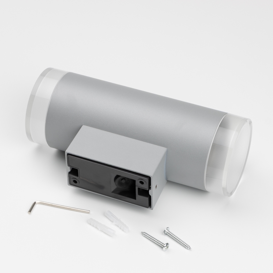 Brilagi - LED RGBW dimbare buitenwandlamp MATERA 2xGU10/6W/230V 3000K IP54 grijs + afstandsbediening