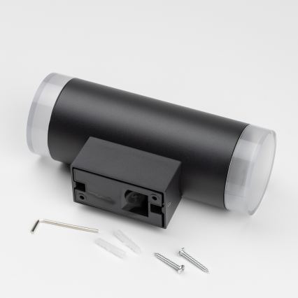 Brilagi - LED RGBW dimbare buitenwandlamp MATERA 2xGU10/6W/230V 3000K IP54 zwart + afstandsbediening