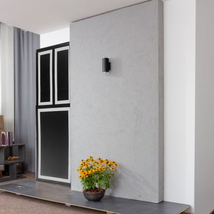 Brilagi - LED RGBW dimbare buitenwandlamp MATERA 2xGU10/6W/230V 3000K IP54 zwart + afstandsbediening