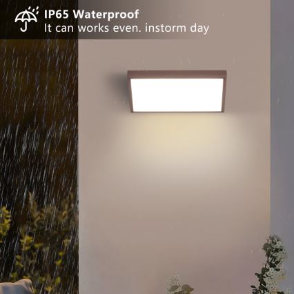 BRILAGI - LED RGBW dimbare buitenwandlamp TRIANGLE 1xE27/12W/230V 2700-6500K IP65 bruin