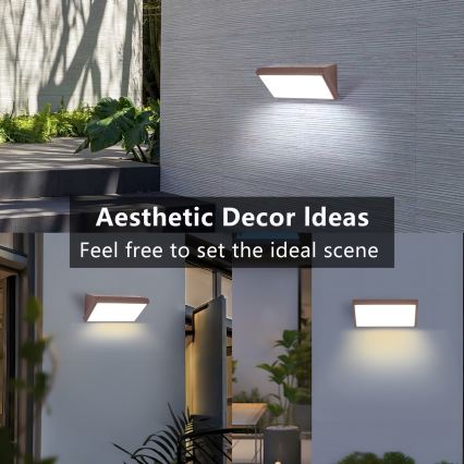 Brilagi - LED RGBW dimbare buitenwandlamp TRIANGLE 1xE27/9W/230V 2700-6500K IP65 bruin