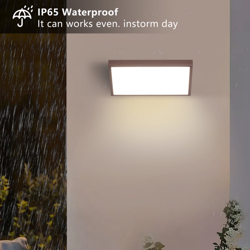 Brilagi - LED RGBW dimbare buitenwandlamp TRIANGLE 1xE27/9W/230V 2700-6500K IP65 bruin