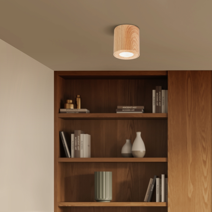 Brilagi - LED RGBW dimbare badkamerarmatuur MIA 1xGU10/4,8W/230V 3000K 84x80 mm eikenlook IP44 + afstandsbediening