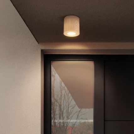 Brilagi - LED RGBW dimbare badkamerarmatuur MIA 1xGU10/6W/230V 3000K 84x80 mm eikenlook IP44 + afstandsbediening