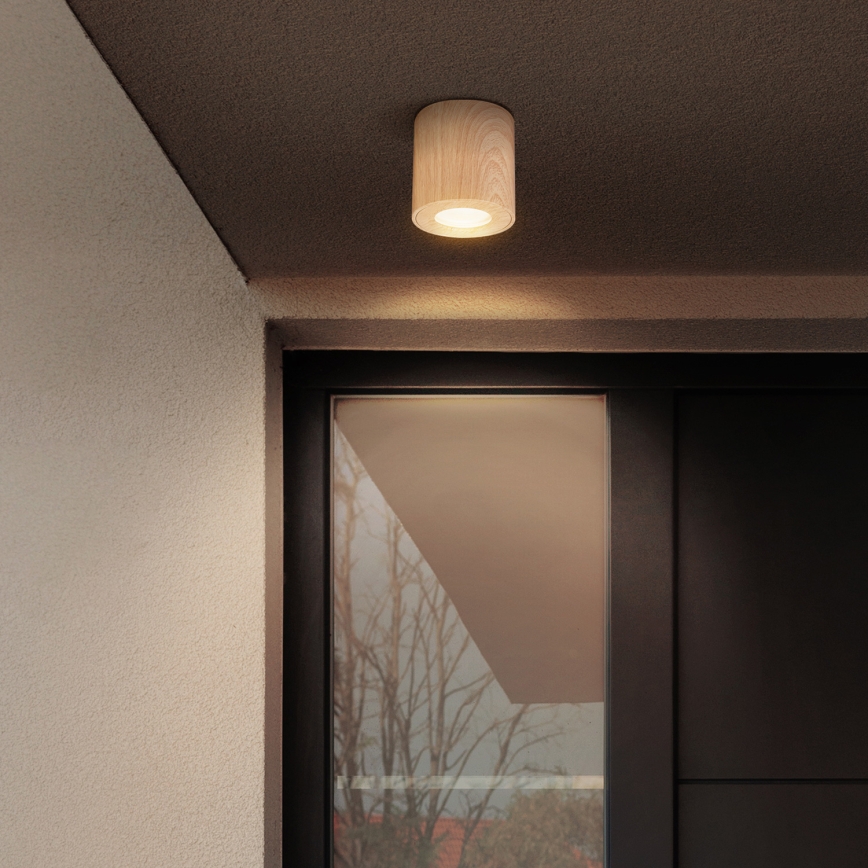 Brilagi - LED RGBW dimbare badkamerarmatuur MIA 1xGU10/6W/230V 3000K 84x80 mm eikenlook IP44 + afstandsbediening