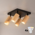 Brilagi - LED RGBW dimbaar spotarmatuur SELE SQUARE 4xGU10/6,5W/230V 2700-6500K zwart/eikendecor