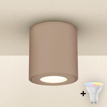 Brilagi - LED RGBW dimbare badkamerlamp MIA 1xGU10/4,8W/230V 3000K 84x80 mm beige IP54 + afstandsbediening