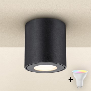 Brilagi - LED RGBW dimbare badkamerlamp MIA 1xGU10/4,8W/230V 3000K 84x80 mm zwart IP54 + afstandsbediening