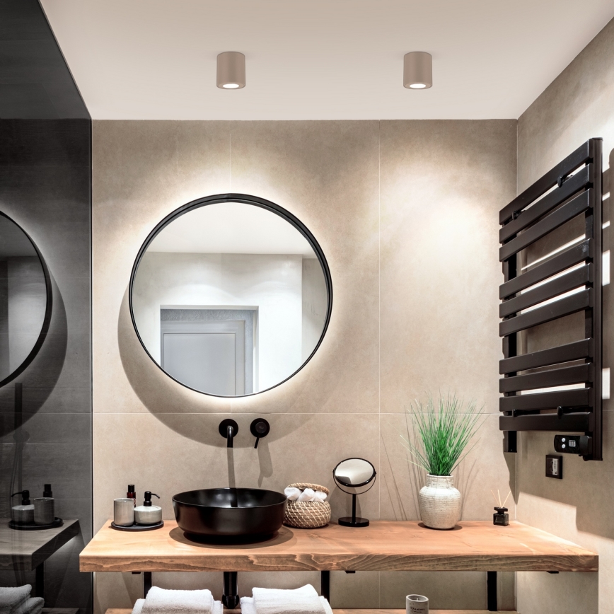 Brilagi - LED RGBW dimbare badkamerlamp MIA 1xGU10/4,8W/230V 3000K 84x80 mm beige IP54 + afstandsbediening