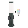 Brilagi - LED RGBW dimbare buitenlamp met 2 fittingen, 1x E27/9W/230V, 2700–6500K, IP44, 40 cm, antraciet