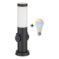 BRILAGI - LED RGBW dimbare buitenlamp met 2 stopcontacten NOVA 1xE27/12W/230V 2700-6500K IP44 40 cm zwart