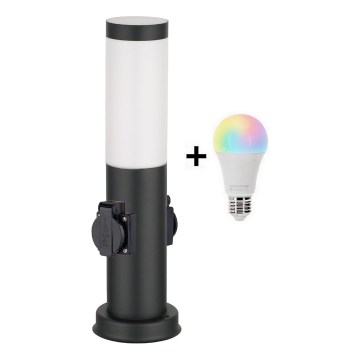 BRILAGI - LED RGBW dimbare buitenlamp met 2 stopcontacten NOVA 1xE27/12W/230V 2700-6500K IP44 40 cm zwart