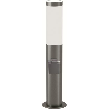 Brilagi - LED RGBW dimbare buitenlamp met geïntegreerd stopcontact ELIA 1xE27/6,5W/230V 2700-6500K IP44 Wi-Fi 50 cm mat chroom