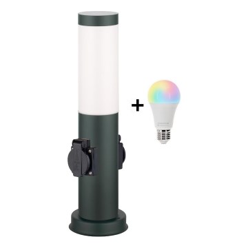 BRILAGI - LED RGBW dimbare buitenlamp NOVA met 2 stopcontacten 1xE27/12W/230V 2700-6500K IP44 40 cm antraciet
