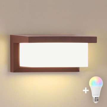 Brilagi - LED RGBW dimbare buitenwandlamp BRICKY 1xE27/9W/230V 2700-6500K IP54 bruin