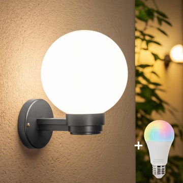 BRILAGI - LED RGBW dimbare buitenwandlamp HARBOR 1xE27/12W/230V 2700-6500K IP33 antraciet/wit
