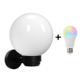 Brilagi - LED RGBW dimbare buitenwandlamp HARBOR 1xE27/9W/230V 2700-6500K IP33 zwart/wit