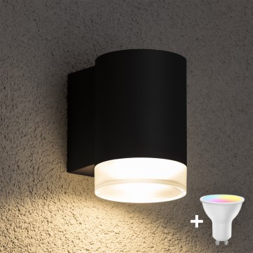 Brilagi - LED RGBW dimbare buitenwandlamp MATERA 1xGU10/4,8W/230V 3000K IP54 zwart + afstandsbediening