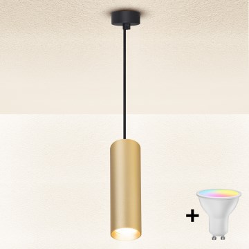 Brilagi - LED RGBW dimbare hanglamp aan kabel SELE 1xGU10/4,8W/230V 3000K zwart/goud + afstandsbediening