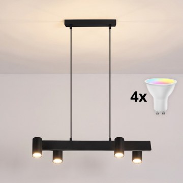 Brilagi - LED RGBW dimbare hanglamp aan kabel SELE 4xGU10/6,5W/230V 2700-6500K zwart