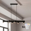 Brilagi - LED RGBW dimbare hanglamp aan kabel SELE 6xGU10/6,5W/230V 2700-6500K zwart + afstandsbediening