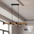 Brilagi - LED RGBW dimbare hanglamp aan kabel SELE 6xGU10/6,5W/230V 2700-6500K zwart/eikendecor + afstandsbediening