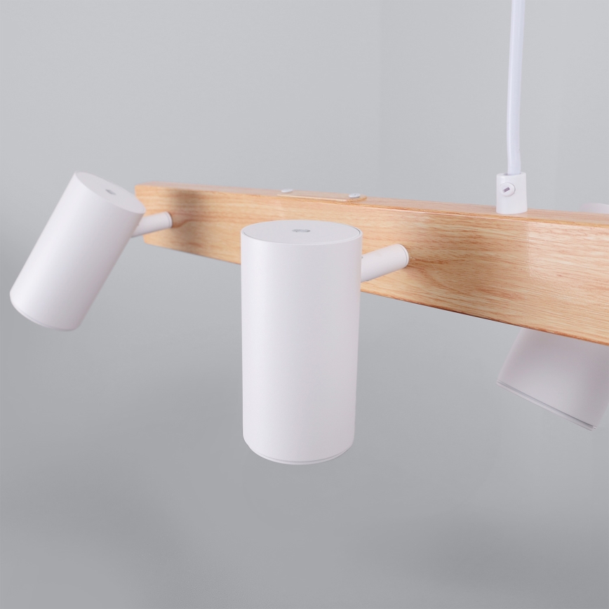 Brilagi - LED RGBW dimbare hanglamp aan kabel SELE 6xGU10/6,5W/230V 2700-6500K wit/eiken decor + afstandsbediening