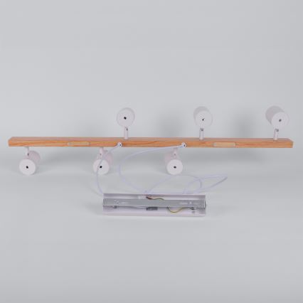 Brilagi - LED RGBW dimbare hanglamp aan kabel SELE 6xGU10/6,5W/230V 2700-6500K wit/eiken decor + afstandsbediening