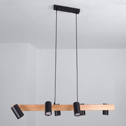 Brilagi - LED RGBW dimbare hanglamp aan kabel SELE 6xGU10/6,5W/230V 2700-6500K zwart/eikendecor + afstandsbediening