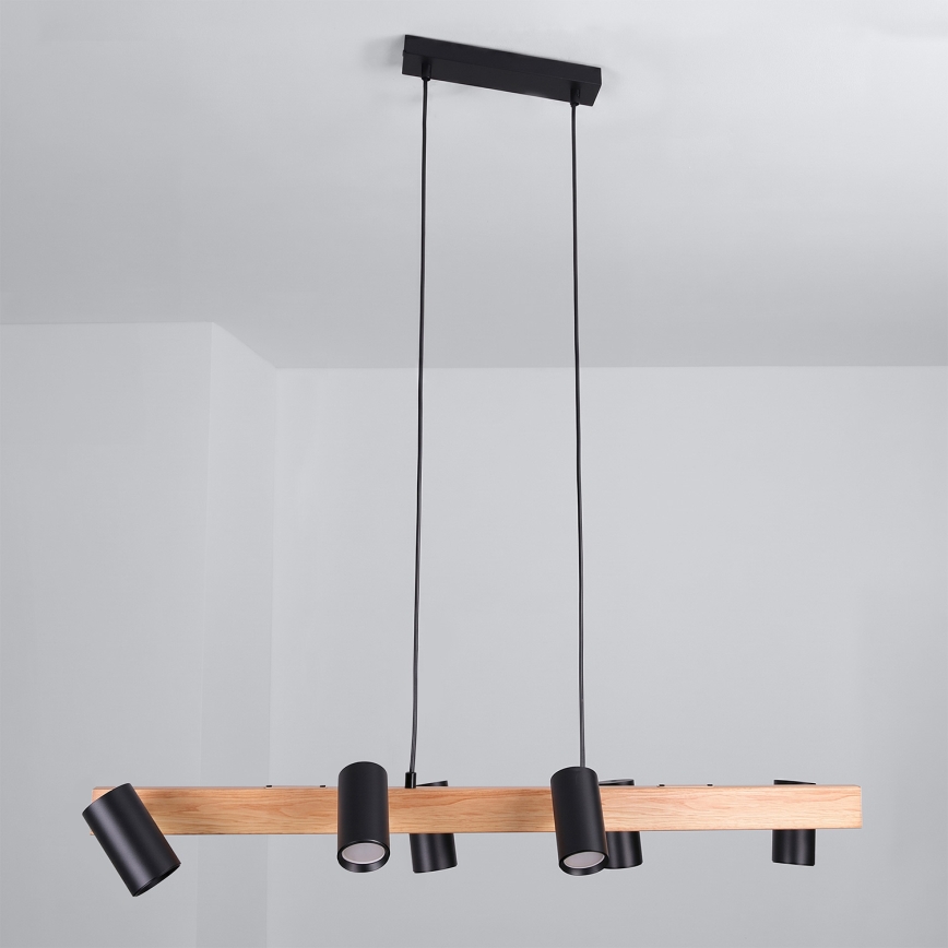 Brilagi - LED RGBW dimbare hanglamp aan kabel SELE 6xGU10/6,5W/230V 2700-6500K zwart/eikendecor + afstandsbediening