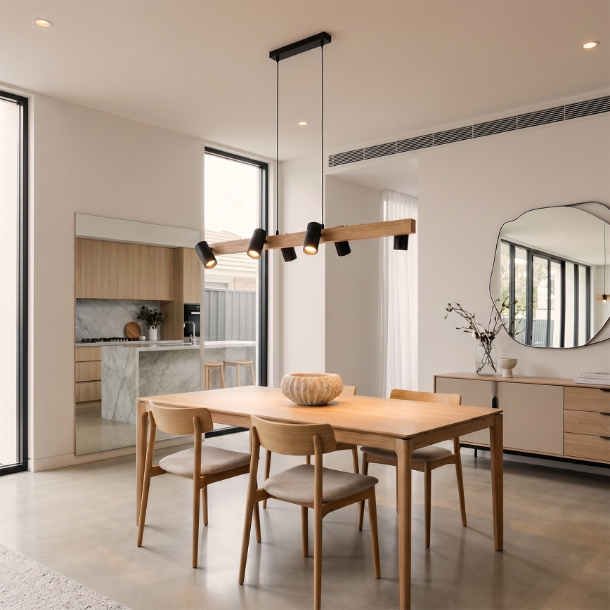 Brilagi - LED RGBW dimbare hanglamp aan kabel SELE 6xGU10/6,5W/230V 2700-6500K zwart/eikendecor + afstandsbediening