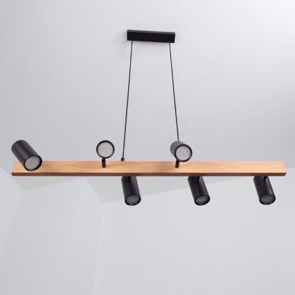 Brilagi - LED RGBW dimbare hanglamp aan kabel SELE 6xGU10/6,5W/230V 2700-6500K zwart/eikendecor + afstandsbediening