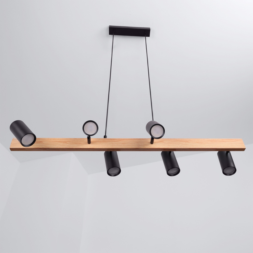 Brilagi - LED RGBW dimbare hanglamp aan kabel SELE 6xGU10/6,5W/230V 2700-6500K zwart/eikendecor + afstandsbediening