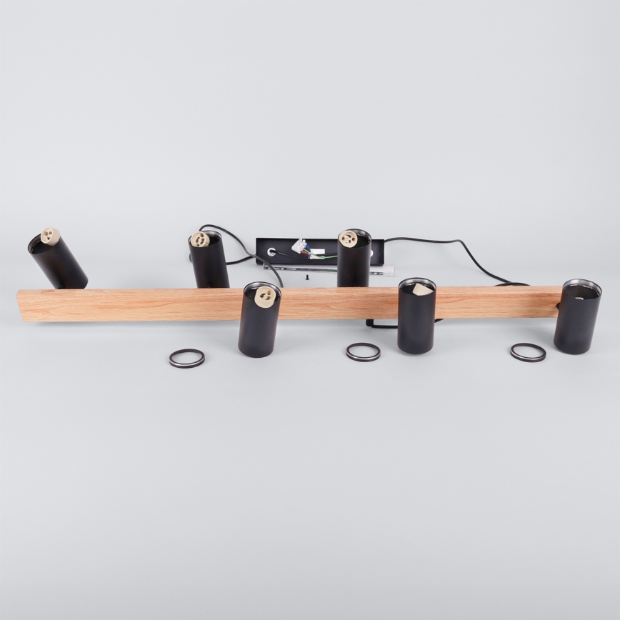 Brilagi - LED RGBW dimbare hanglamp aan kabel SELE 6xGU10/6,5W/230V 2700-6500K zwart/eikendecor + afstandsbediening