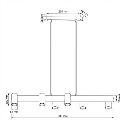 Brilagi - LED RGBW dimbare hanglamp aan kabel SELE 6xGU10/6,5W/230V 2700-6500K zwart/eikendecor + afstandsbediening