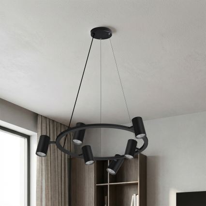 Brilagi - LED RGBW dimbare pendellamp aan kabel SELE 6xGU10/6,5W/230V 2700-6500K zwart + afstandsbediening